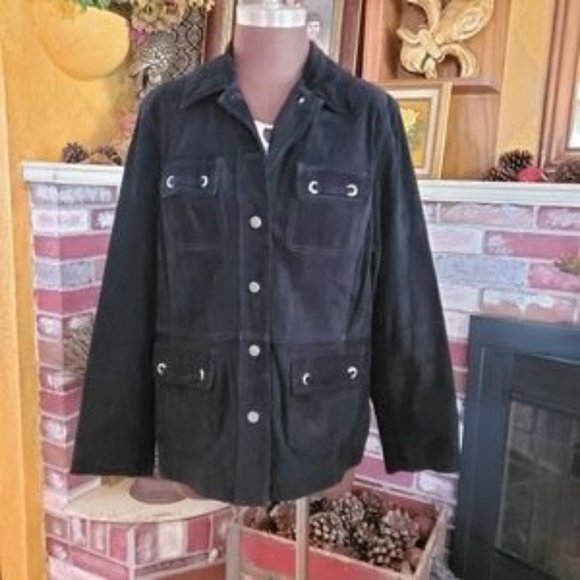 STYLE & CO BLACK LEATHER SUEDE JACKET 16W - Picture 4 of 7